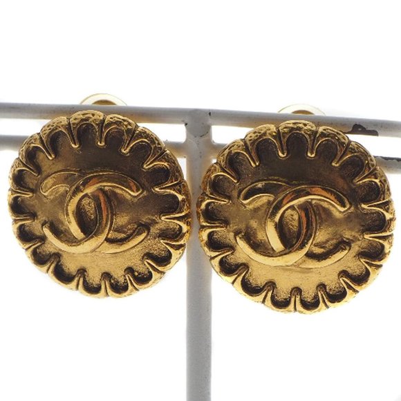 CHANEL vintage COCO Mark Earring gold Plated Gold Women - Picture 3 of 9